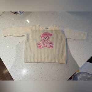 Vintage The Children's Place Cream Sweater with Pink Bear